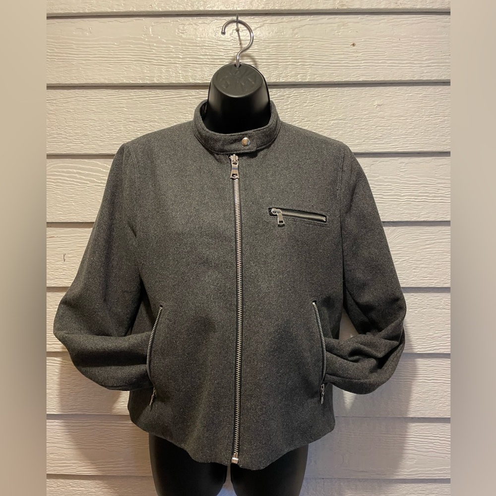 GAP Size Med Gray Wool Blend Moto Style Jacket